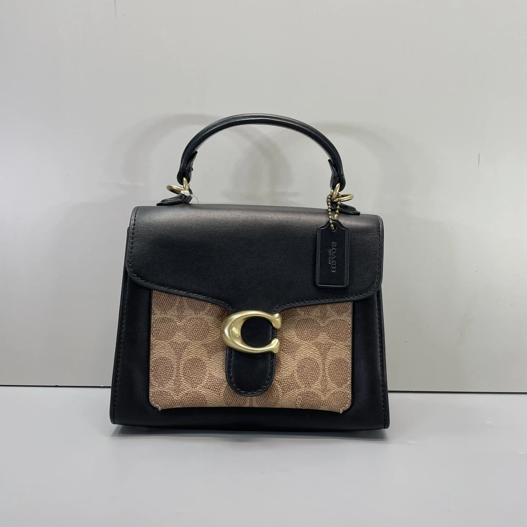 90新 COACH/蔻驰 小林/tabby20黑拼老花手提包20*15*8cmB031308