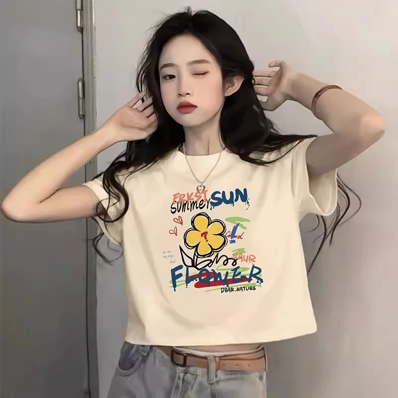 显瘦百搭白色t恤女时尚短袖2025新款爆款宽松设计感洋气体恤上衣