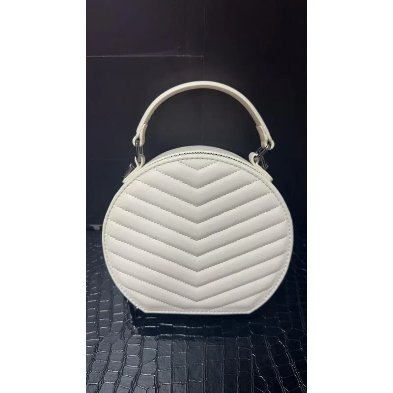 手工打造真皮女包阳  圆饼  白色 10907