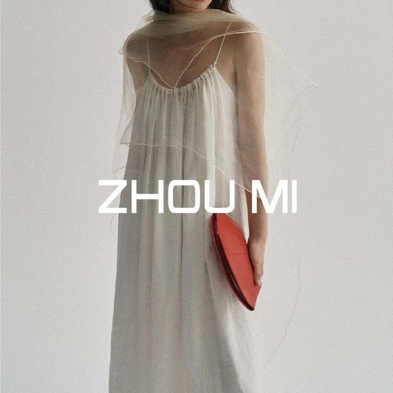 ZHOU MI “轻盈度假”抽褶串珠吊带连衣裙 ZS30509