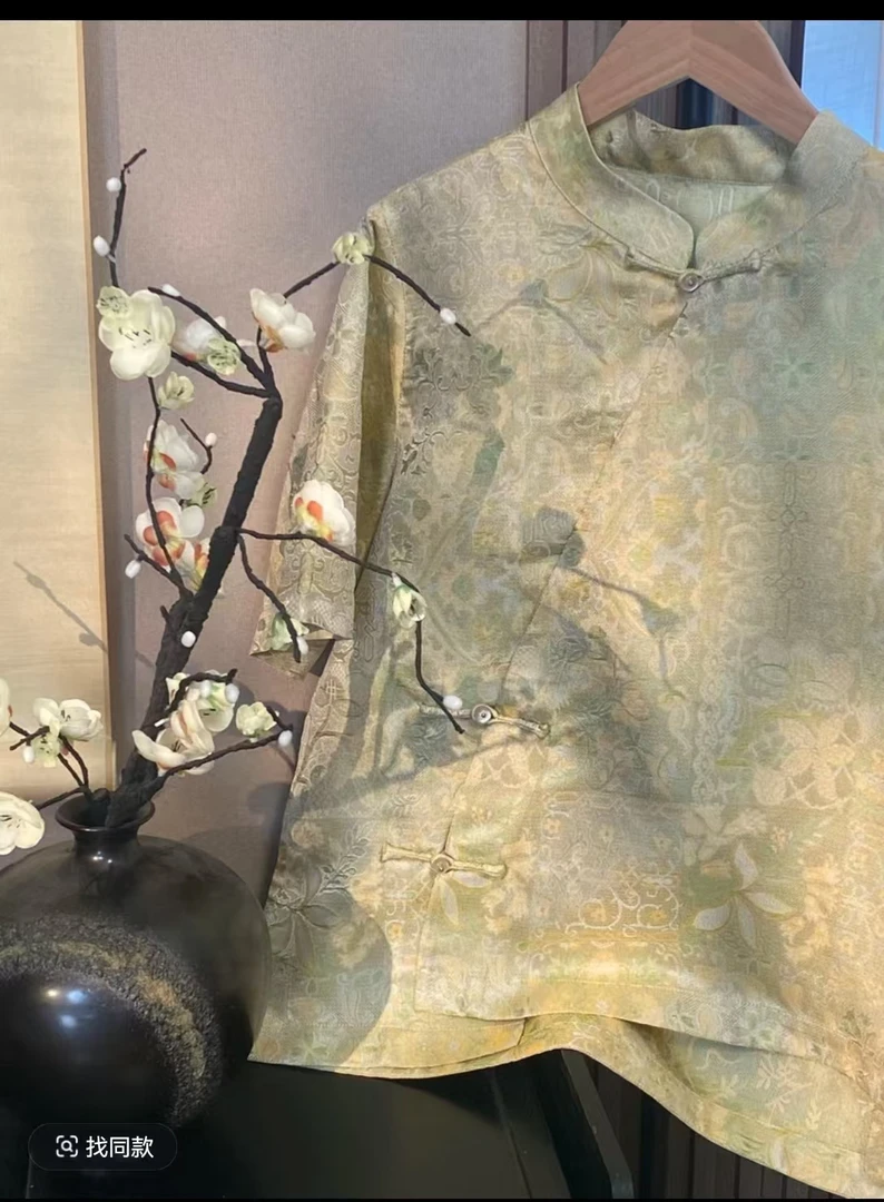 【三马杭罗】薄款新中式短袖T恤夏季女短袖格格服明国古风日常服装