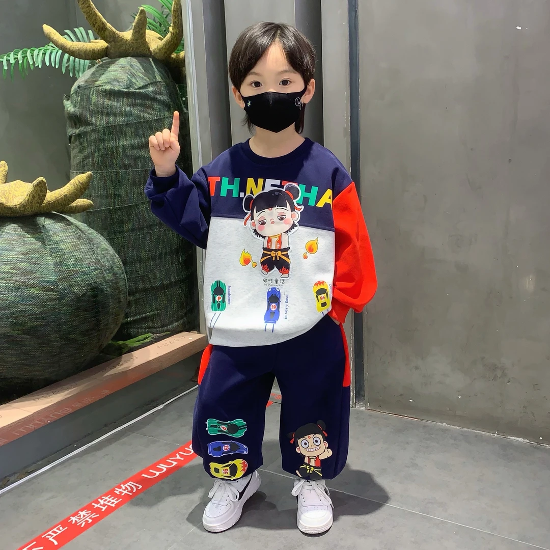 哪吒男童秋装套装2025新款儿童春秋酷帅小孩衣服痞帅个性宝宝卫衣