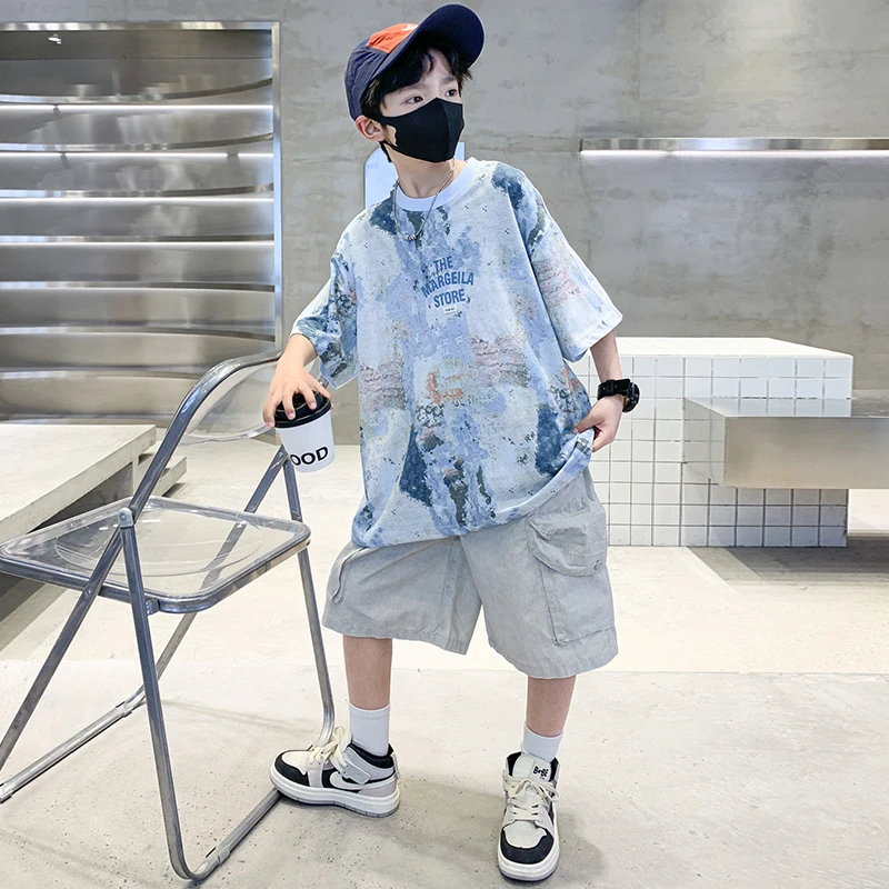 男童夏装短袖套装6-12岁中大童夏季炸街痞帅儿童帅气运动休闲潮流