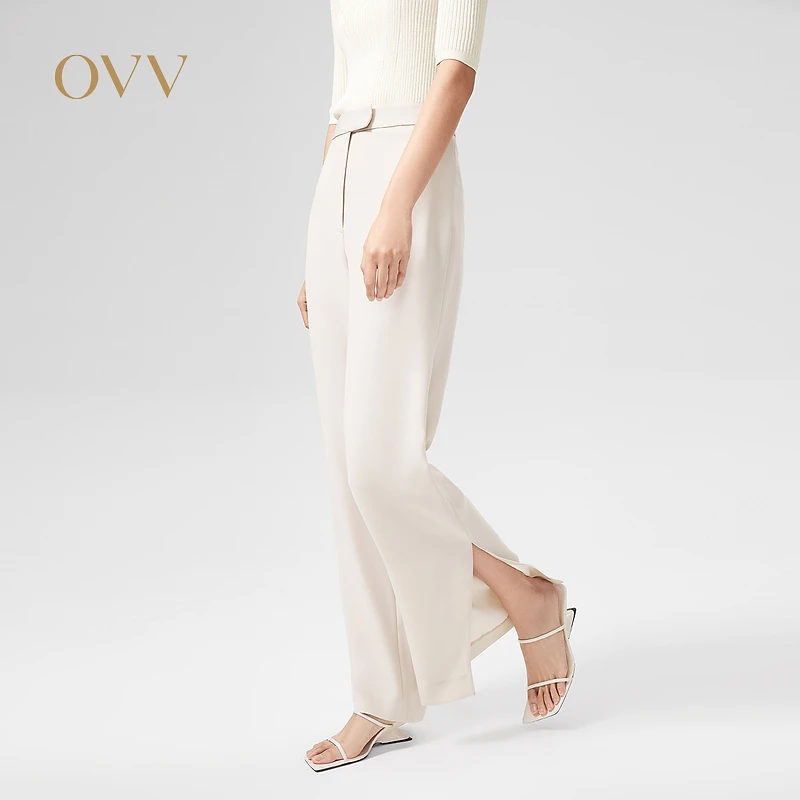 OVV春夏热卖女装日本进口面料开叉垂坠通勤休闲裤GKCAJ12017A