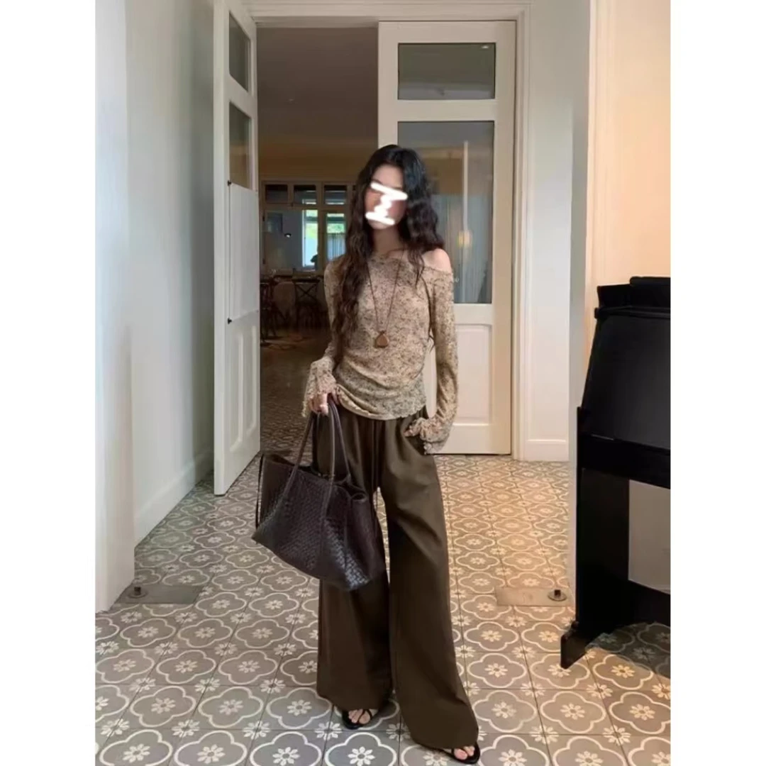 韩系辣妹穿搭晕染不规则长袖女装秋季抽绳休闲裤两件套Y3760