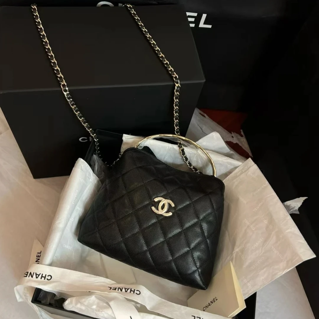 99新 Chanel/香奈儿 多多奢品/香奈儿荔枝牛25s黑金饭盒挎包/99新