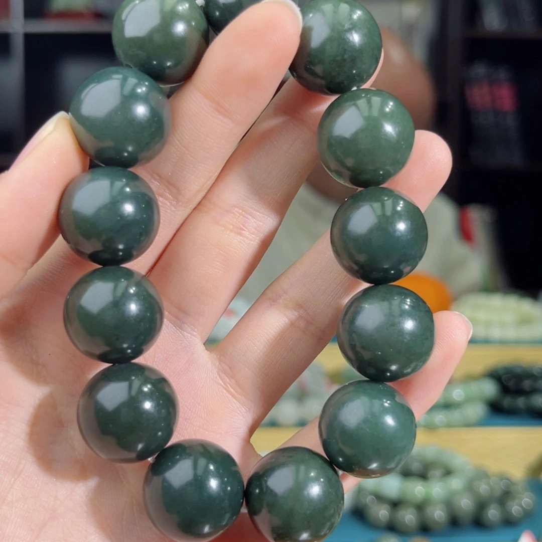 和田玉手链未镶嵌手串纯天然新疆叶城料18mm