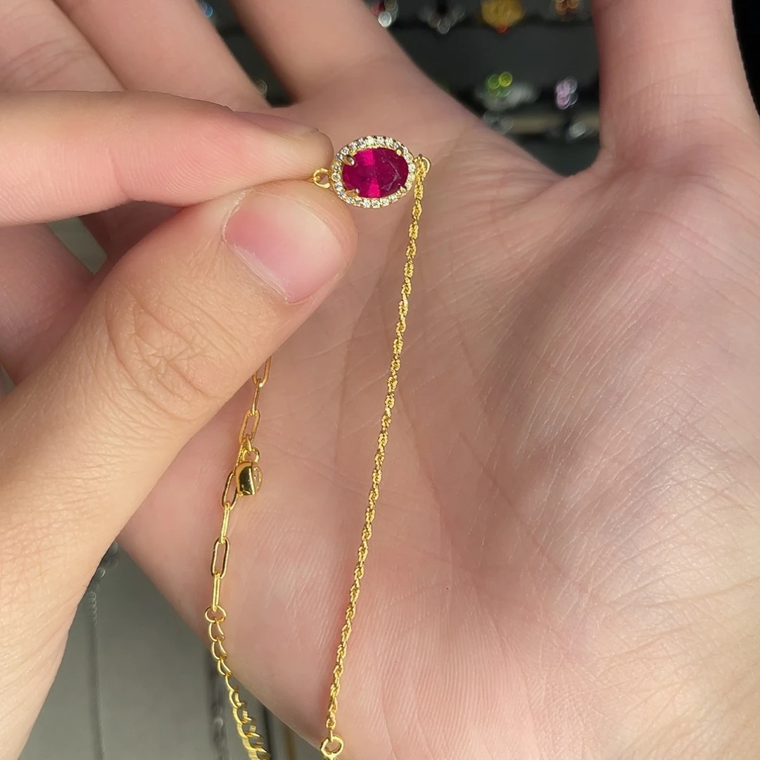 红宝石手链银S925镶嵌j****1拍四份