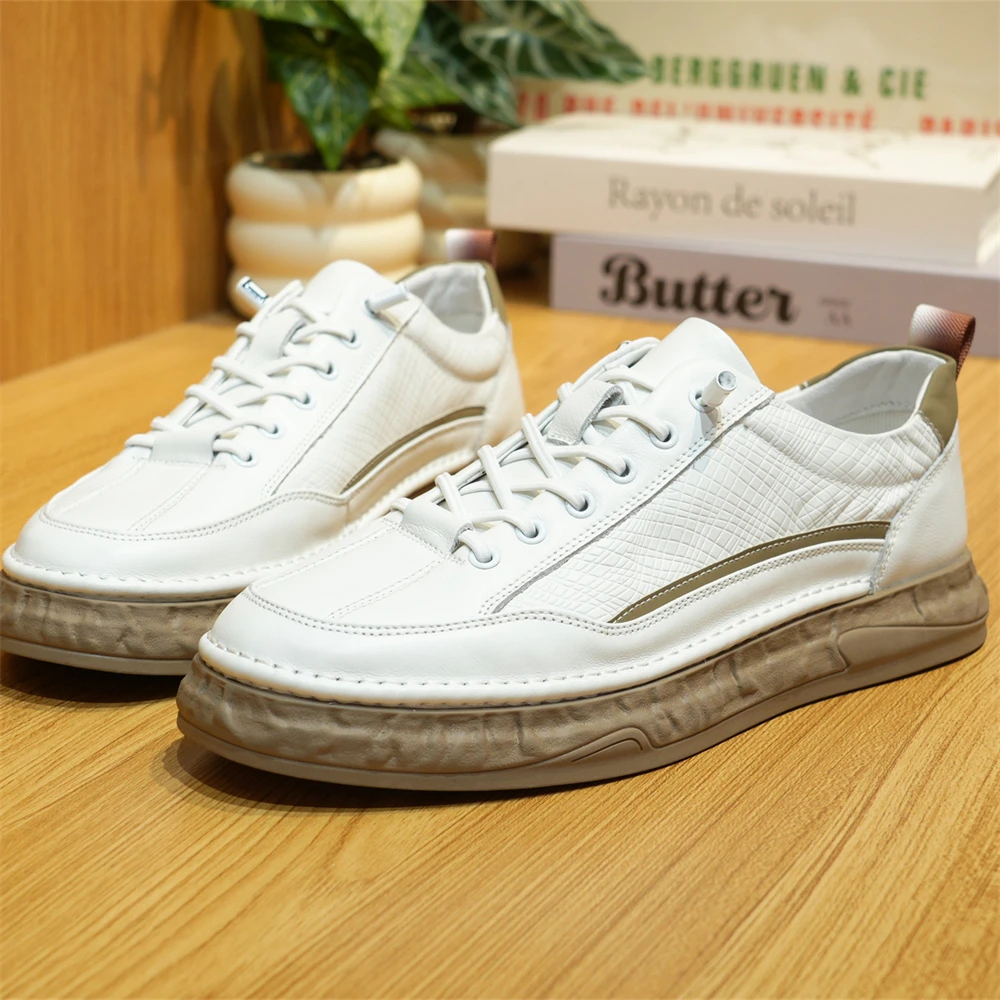 品牌撤柜秋季男士免系带真皮百搭小白鞋软底舒适时尚休闲鞋7X009