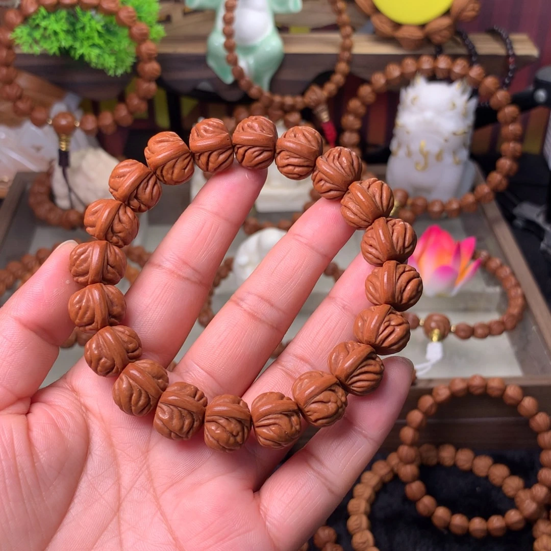 植***）桃核吊坠双脊龙手串1颗