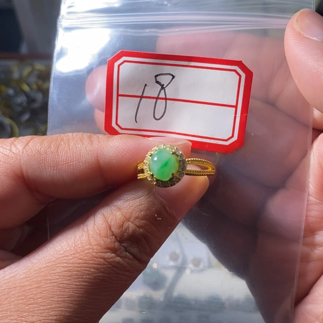翡翠戒指银S925镶嵌翡翠