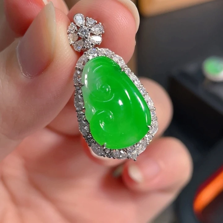 翡翠银S925镶嵌吊坠(不含链)