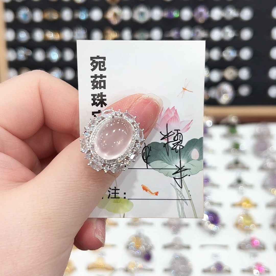 水晶戒指银S925镶嵌糯*戒指