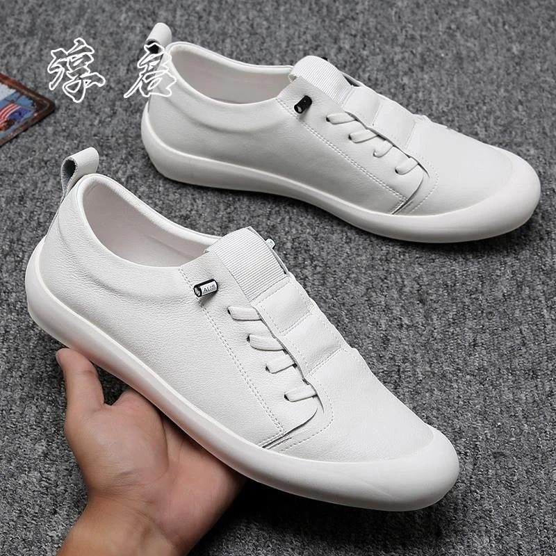 淳启小白鞋男软底百搭软面小耳朵春季乐福鞋一脚蹬时尚休闲板鞋