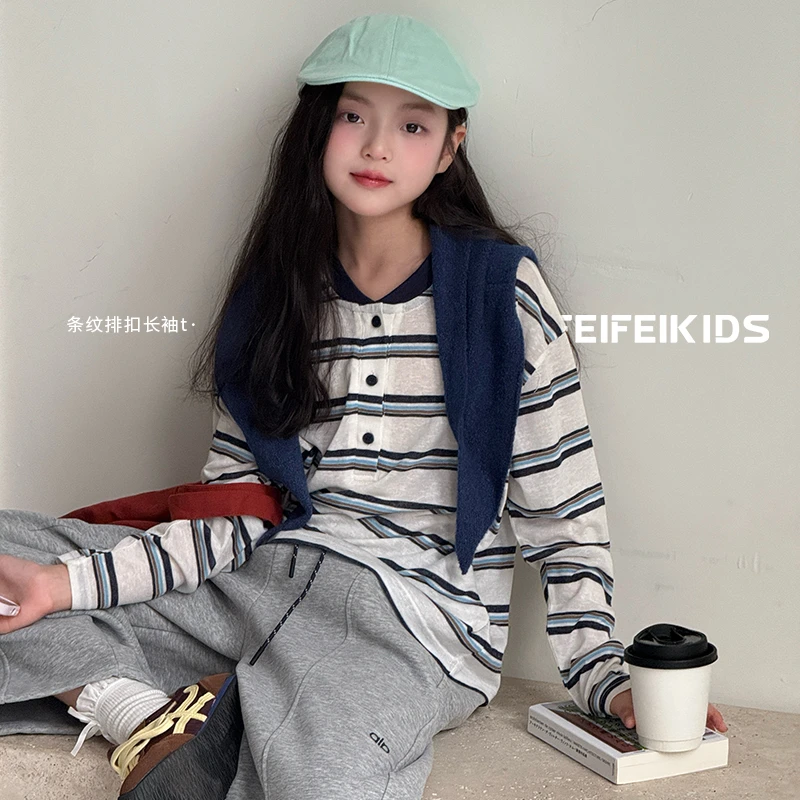 【9.17秋新品】女童学院风条纹长袖T恤，舒适清新学院范K53G2036