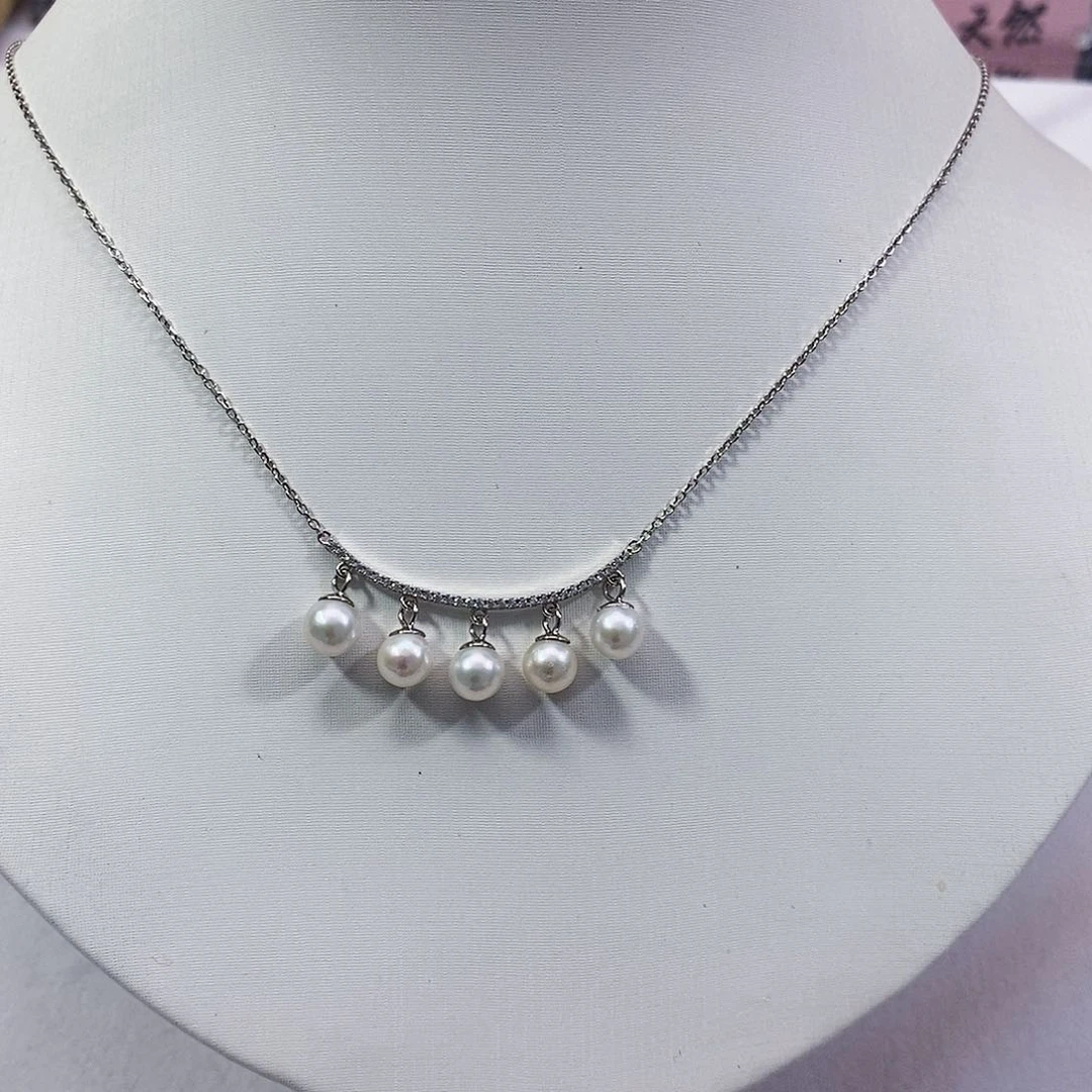 淡水珍珠特价不退换淡水无核项链银S925镶嵌