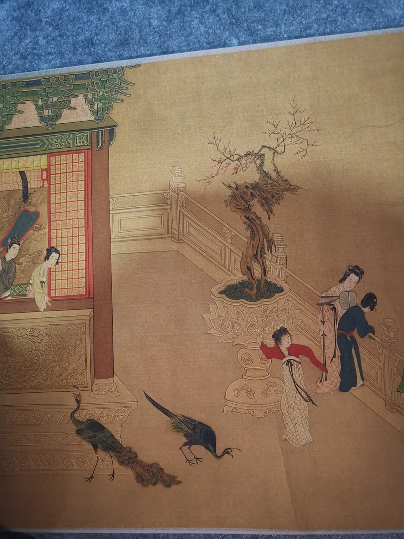 手卷汉宫春晓图装饰画.手工装裱.复刻古画