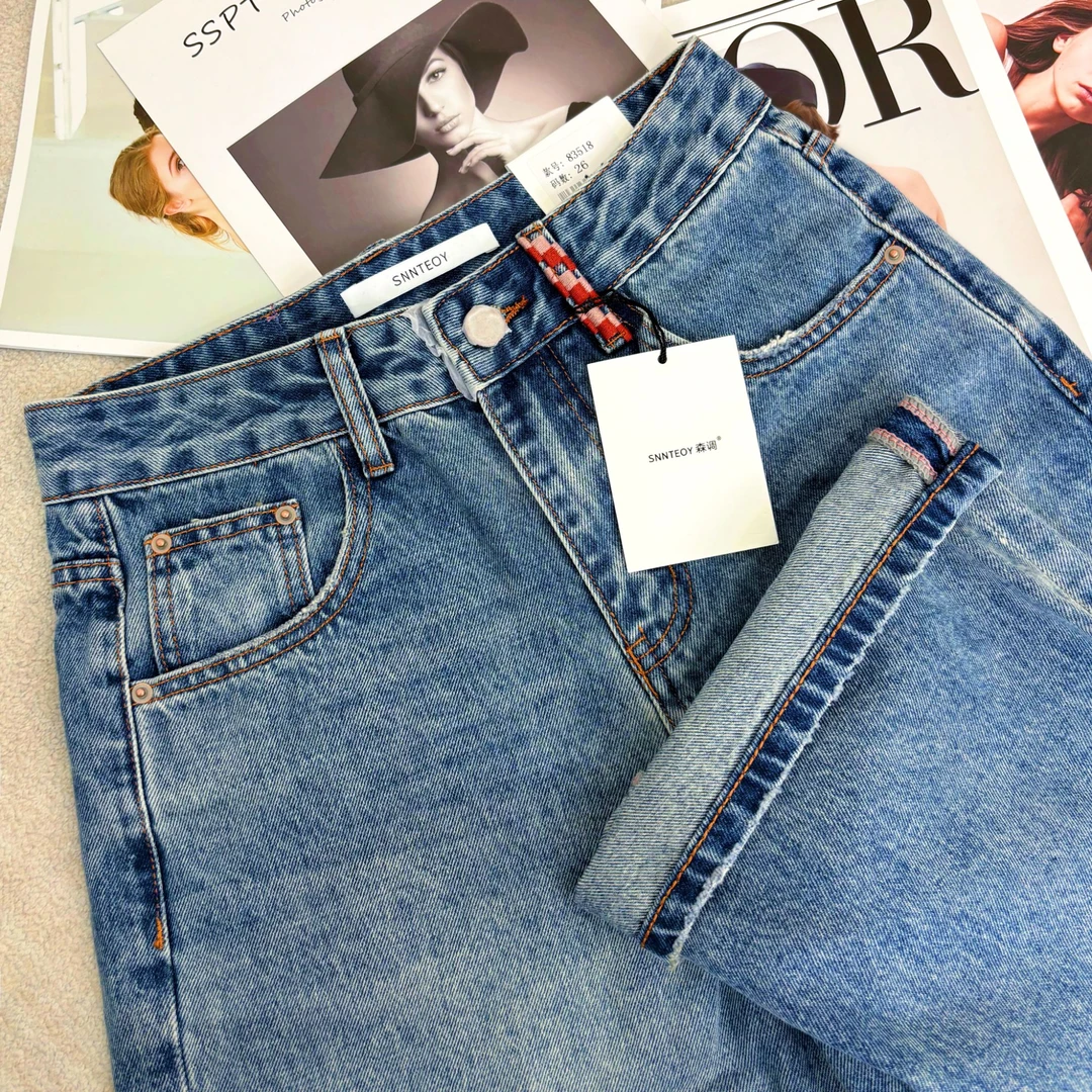 SU【518】代83愫敏MWMA森调系列无弹阔腿设计直筒宽松牛仔裤女休闲