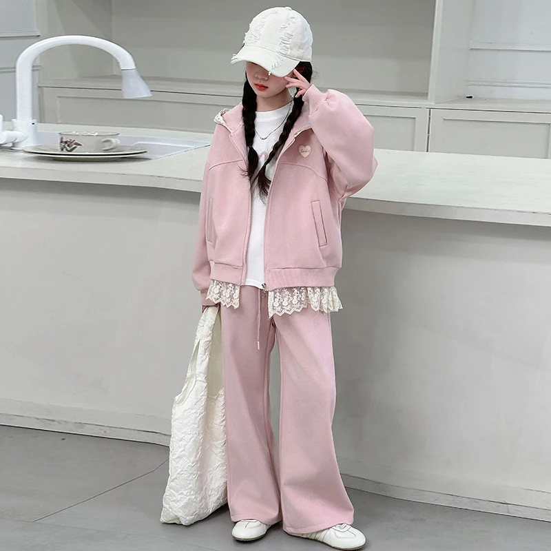 女童春装套装2025新款洋气时髦春秋款儿童运动两件套女孩春季大童