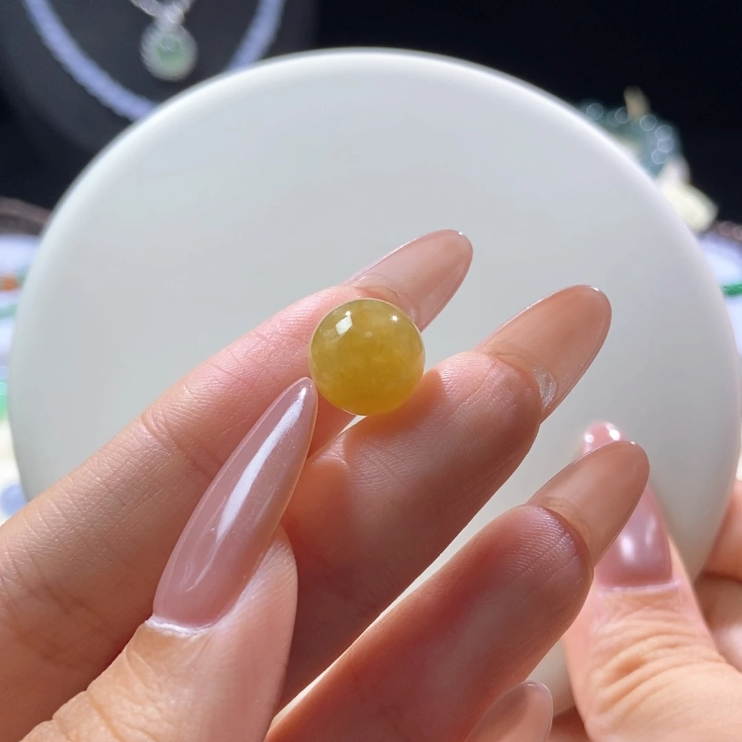 翡翠未镶嵌颈饰翡翠冰黄珠11.5mm