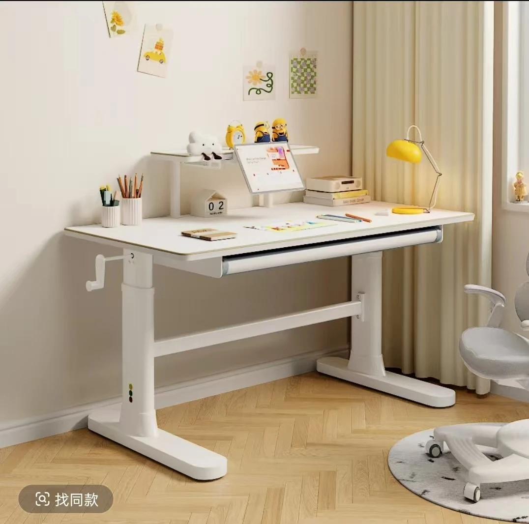 实木手摇升降学习桌书桌写字台作业桌电脑桌办公桌写字桌