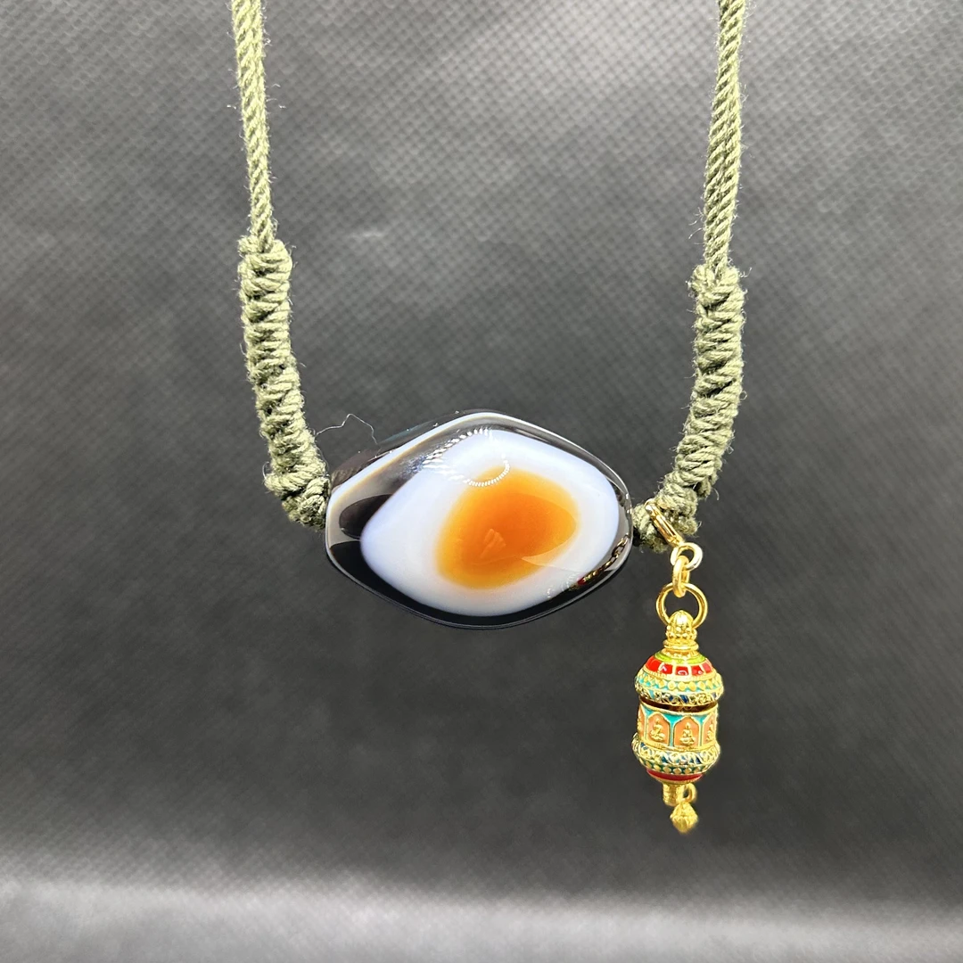 天然原矿无优化羊眼缠丝玛瑙设计款锁骨链项链