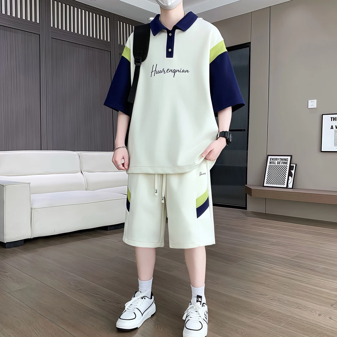 夏季短袖套装青少年宽松潮流学生帅气休闲运动套装短裤T恤两件套