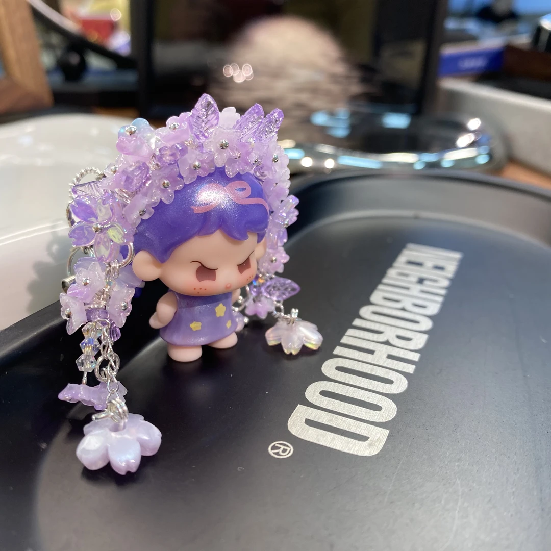 596紫色簪花萌粒原创手机链