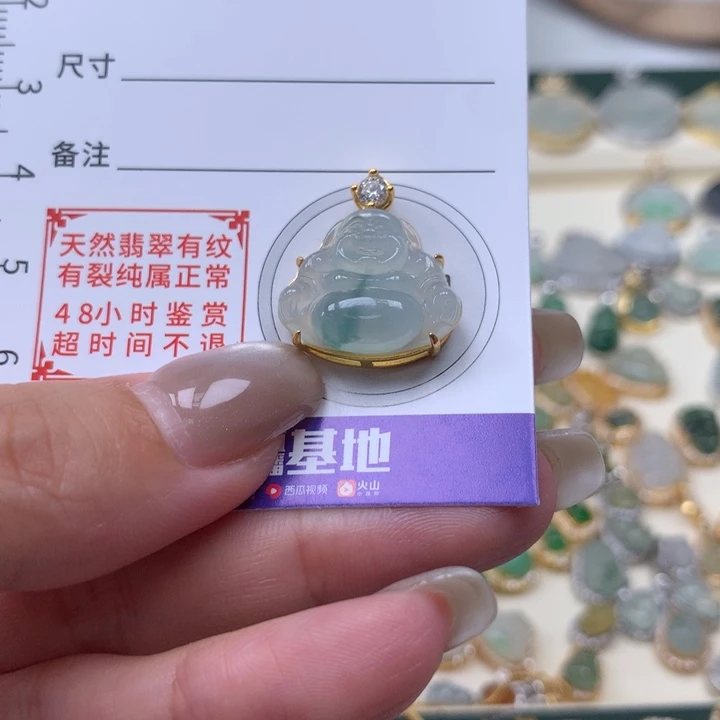 颈饰银S925镶嵌翡翠佛公