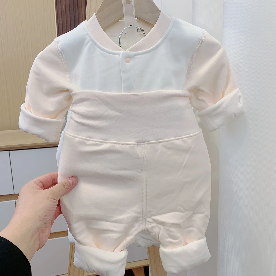 新生儿秋冬分体薄棉套装宝宝保暖家居服两件套婴儿加厚秋冬607907