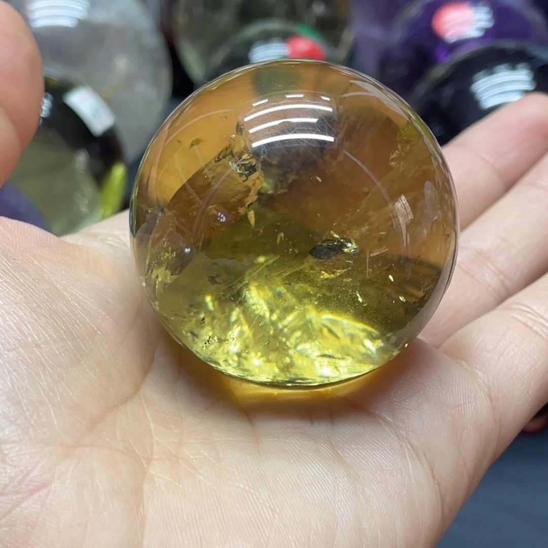 未镶嵌珠宝半成品水晶小*钰MM黄水晶球C3078