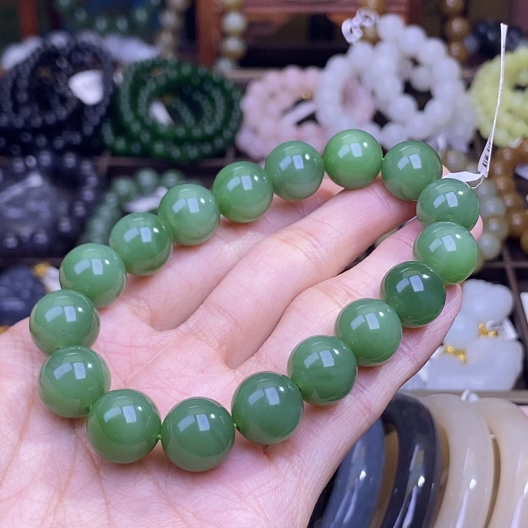 和田玉未镶嵌颈饰碧玉手串12MM