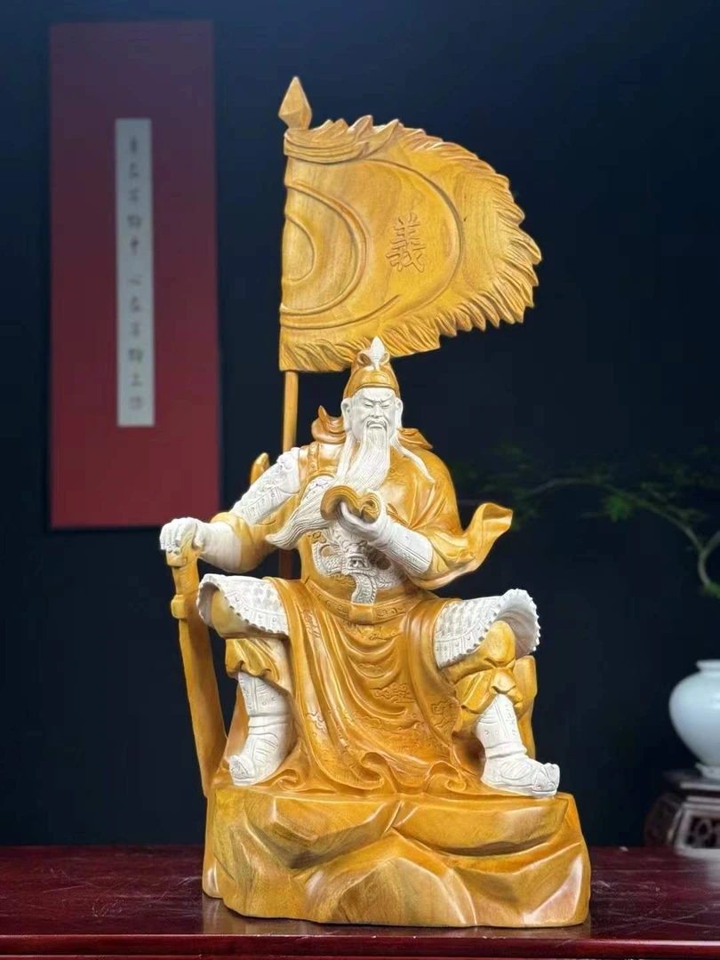 香樟木 "夜读千秋"关二爷造像 长46宽30高95厘米