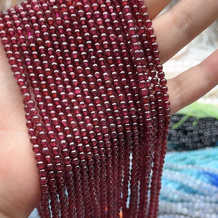 未镶嵌玛瑙/玉髓珠宝半成品一条3mm左右石榴石