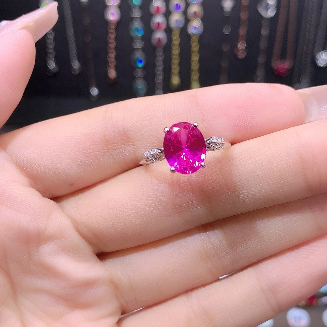 蓝宝石戒指银S925镶嵌白810