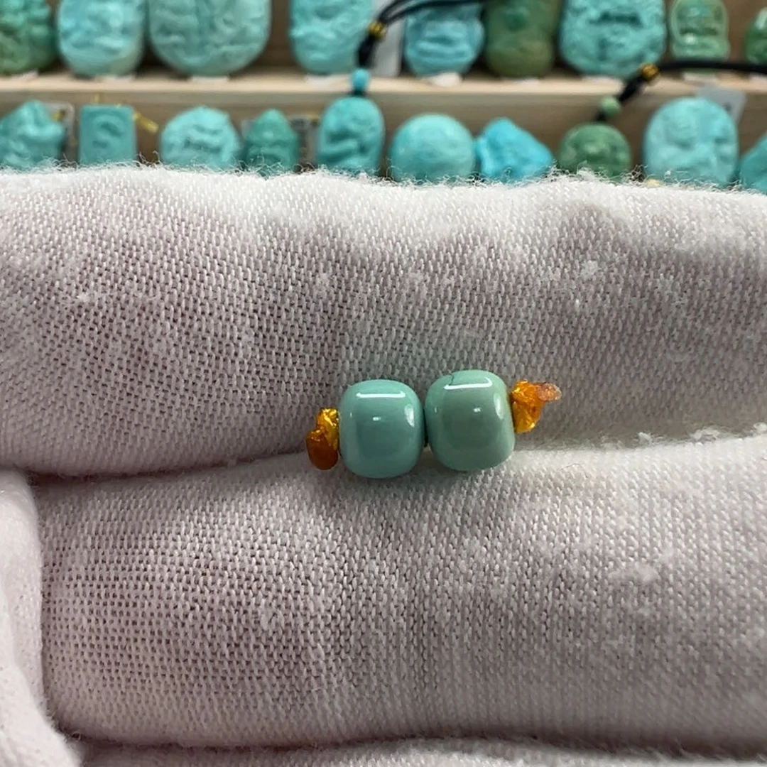 未镶嵌绿松石老型对珠5.8mm