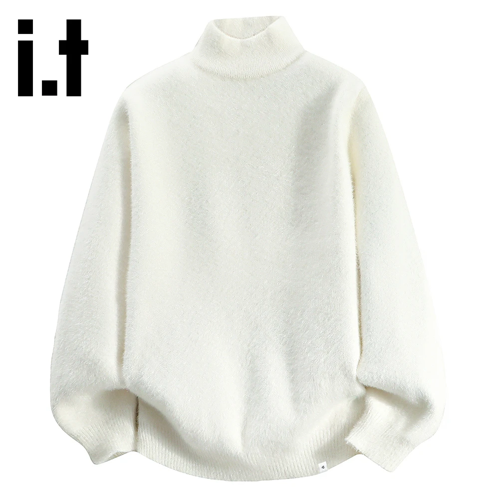 it:CHOCOOLATE秋冬厚款简约百搭半高领毛衣男内搭打底保暖针织衫