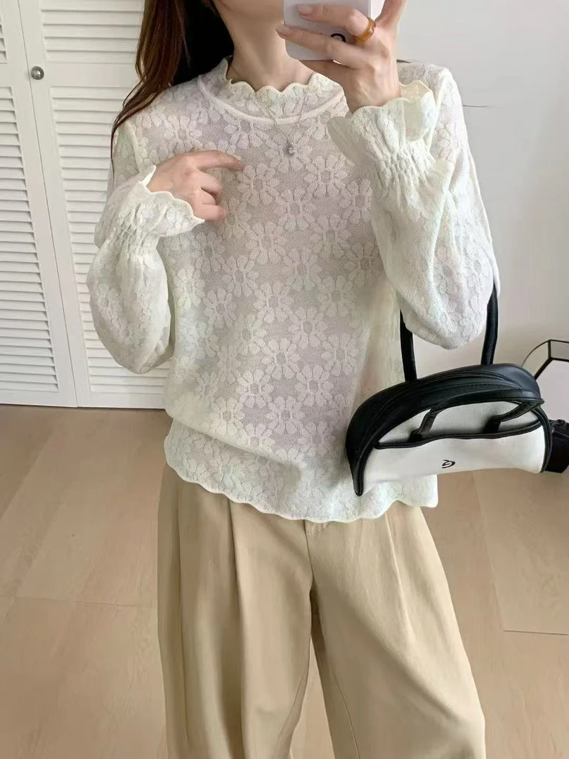 9282【蝶谷】波浪边针织衫