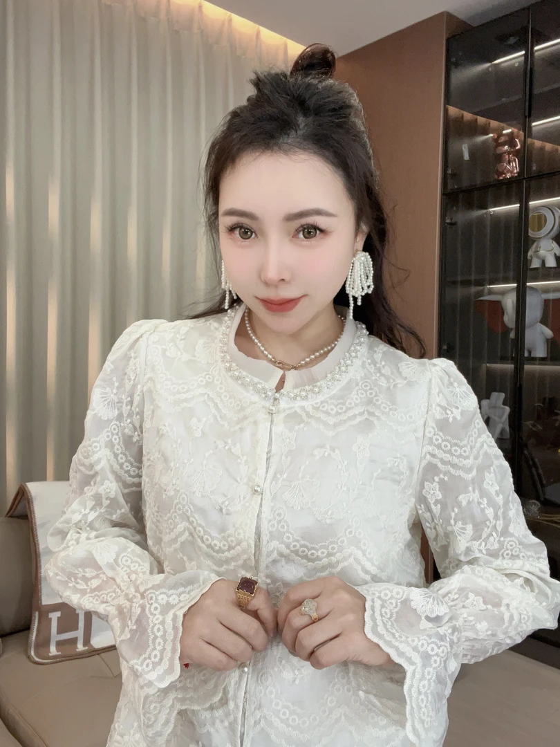 大文子 ·YW ·【春雾纱】新款蕾丝小衫开衫镂空设计气质长袖款式