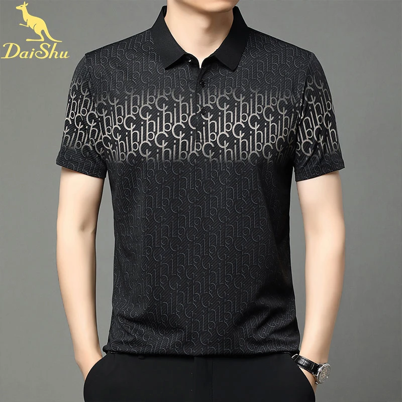 男纯色短袖免烫夏季中青年Polo衫休闲时尚印花翻领t恤polo商务男