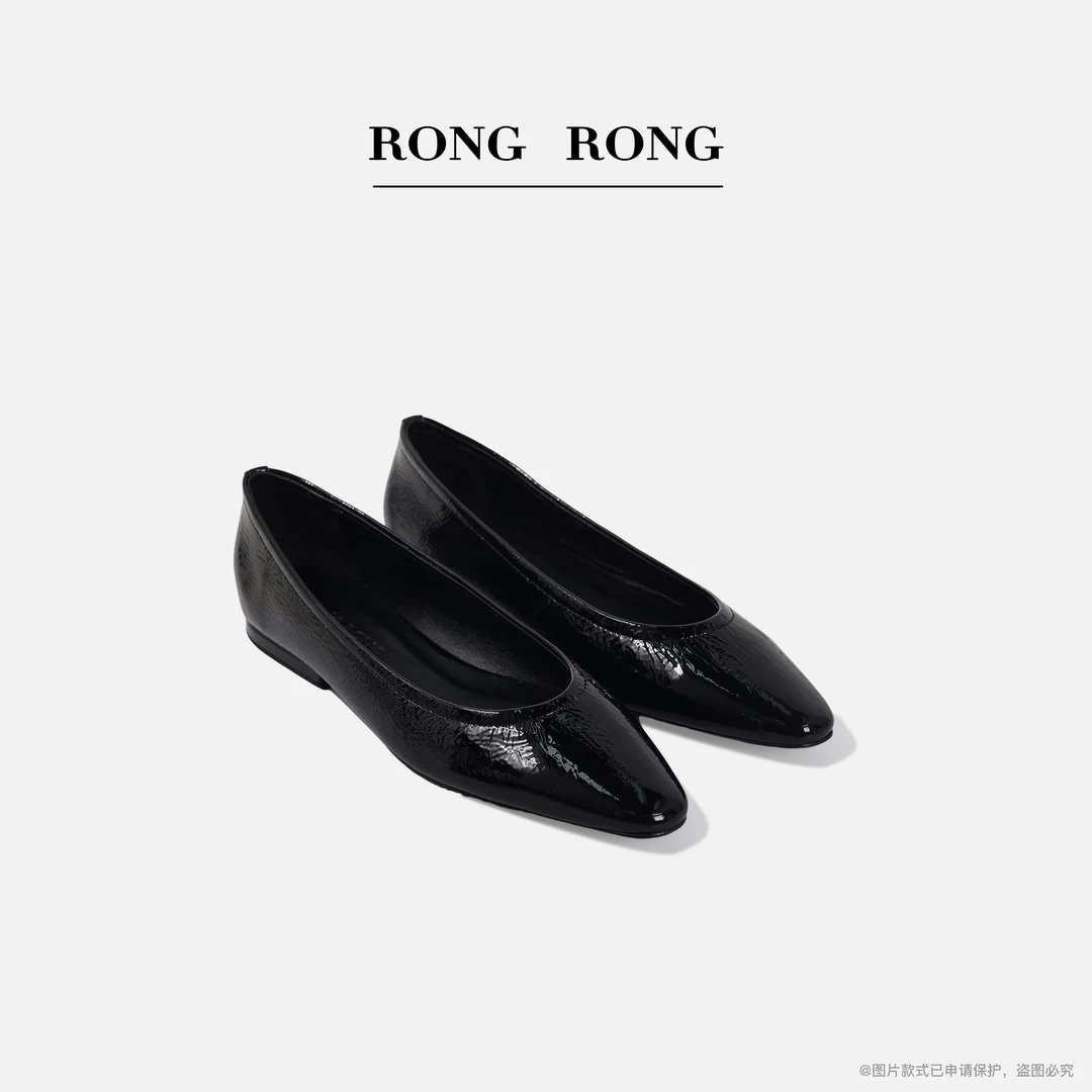 溶溶RONRGONG 真皮羊皮垫脚法式复古平底芭蕾舞鞋2544RR