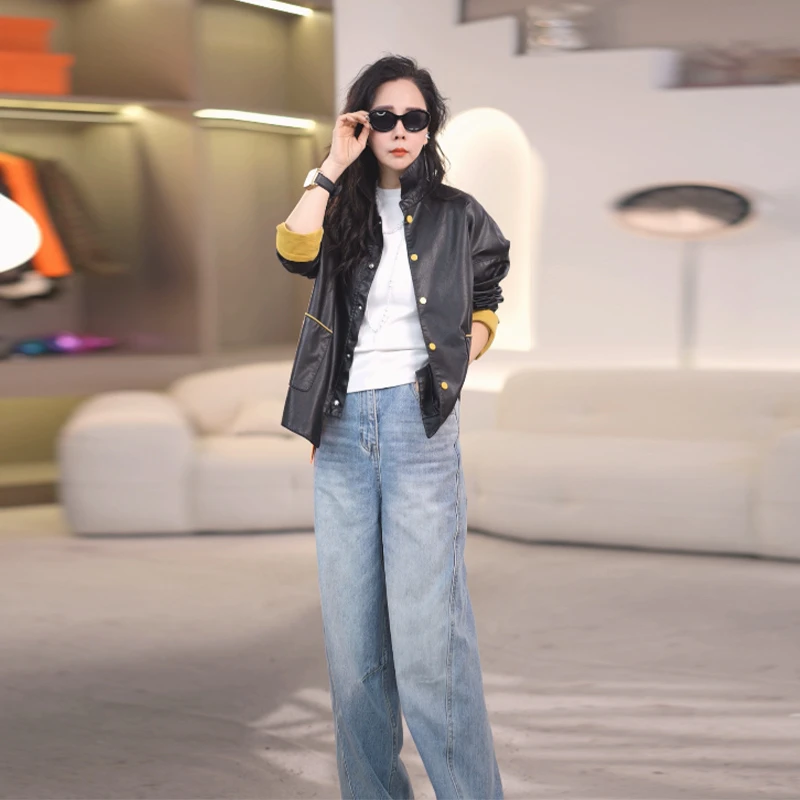 2025年春季新款皮衣精致穿搭简约时尚外套黑色穿搭显瘦303-HH