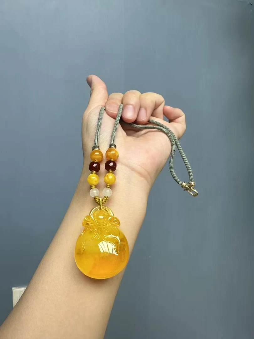 蜜蜡14k糖包项链