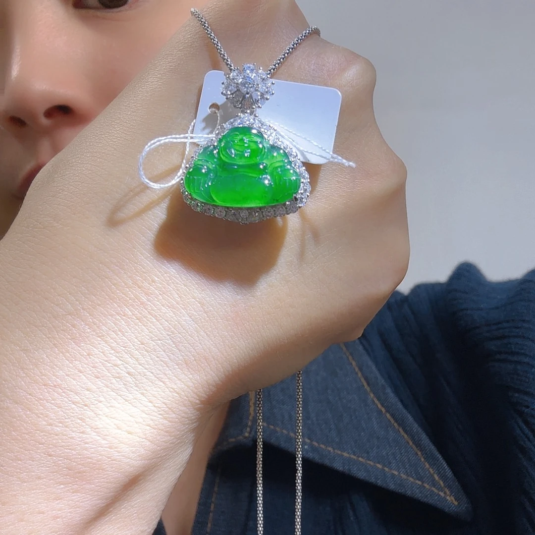 翡翠银S925镶嵌吊坠(不含链)