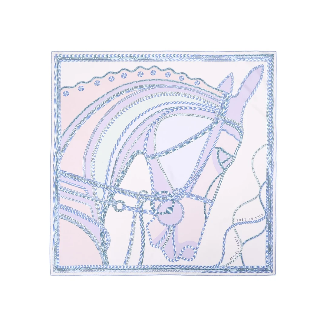 99新 Hermes/爱马仕 汤/P254215457/拼色 丝巾 90*90CM