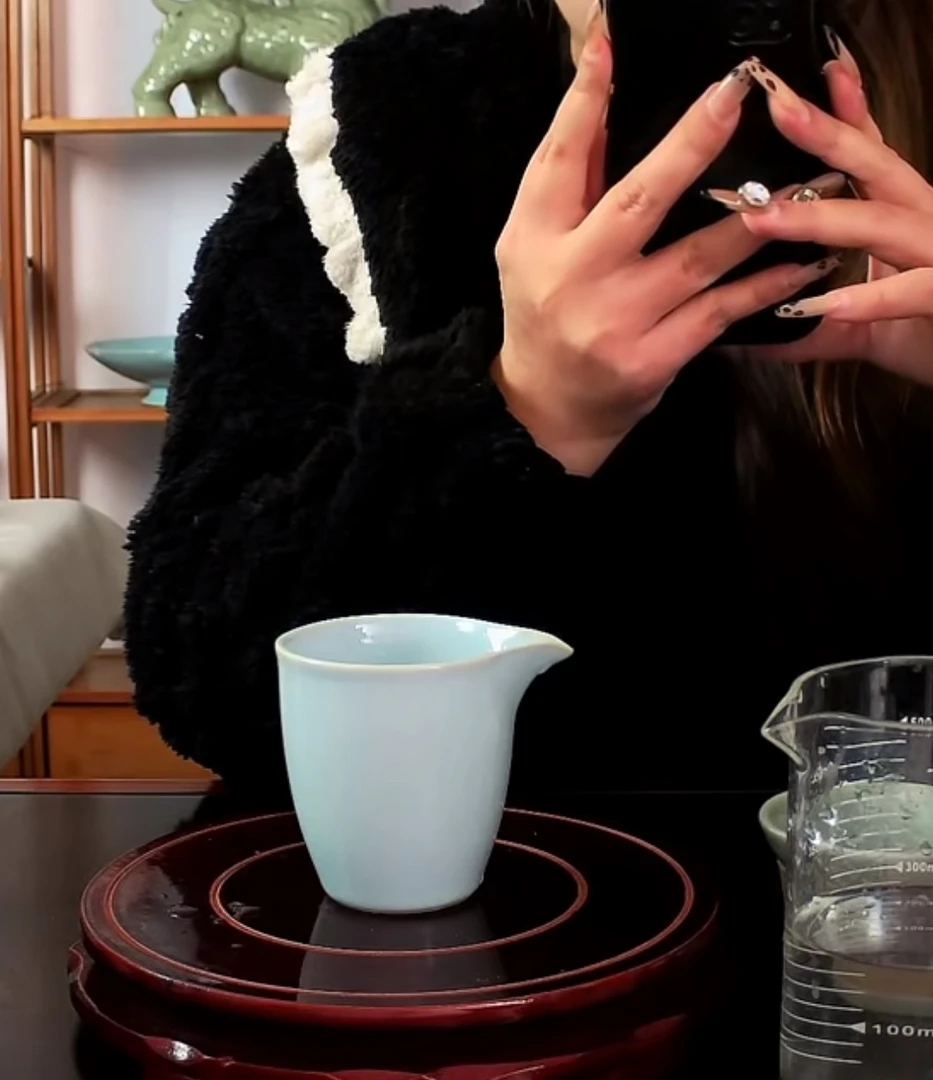 汝瓷大号高档大容量天青釉公道杯茶道简约公杯家用茶具陶瓷分茶