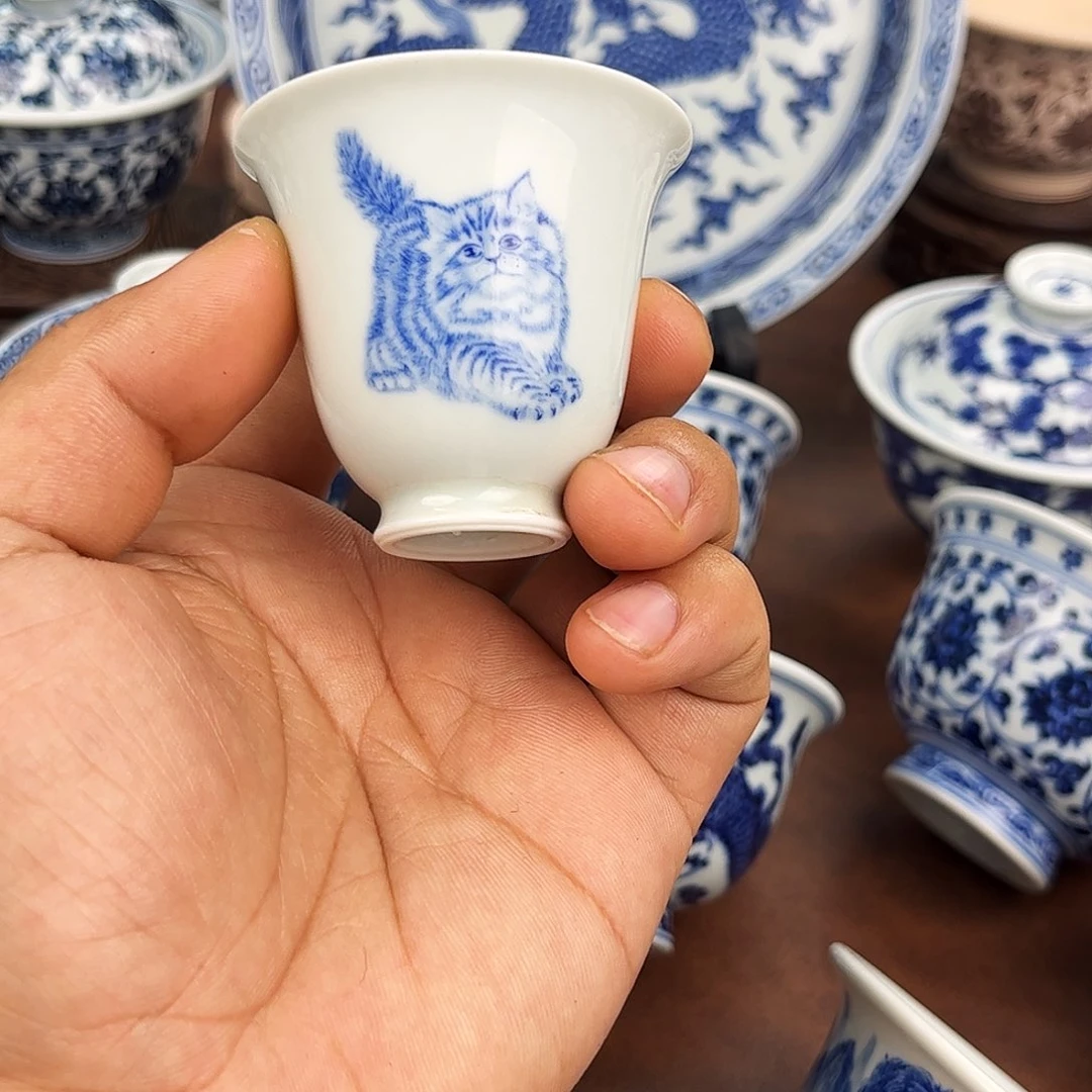 摆件野*猫闻香景德镇手绘