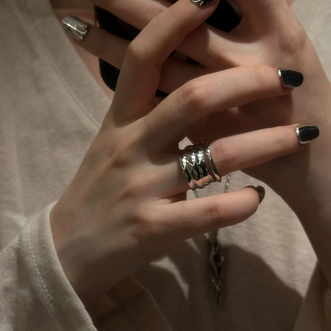 RYADAI SPAPK IN THE QUIET 925银戒指 ins设计师款宽面极简戒指