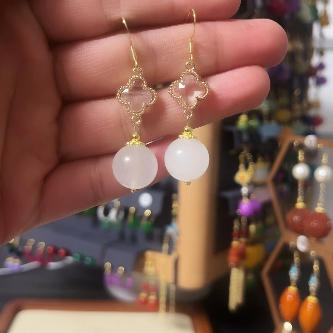 锆石纯铜925银耳饰