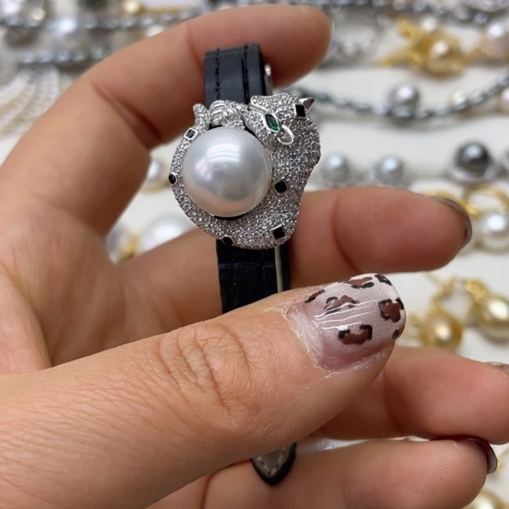 海水珍珠表带银S925镶嵌